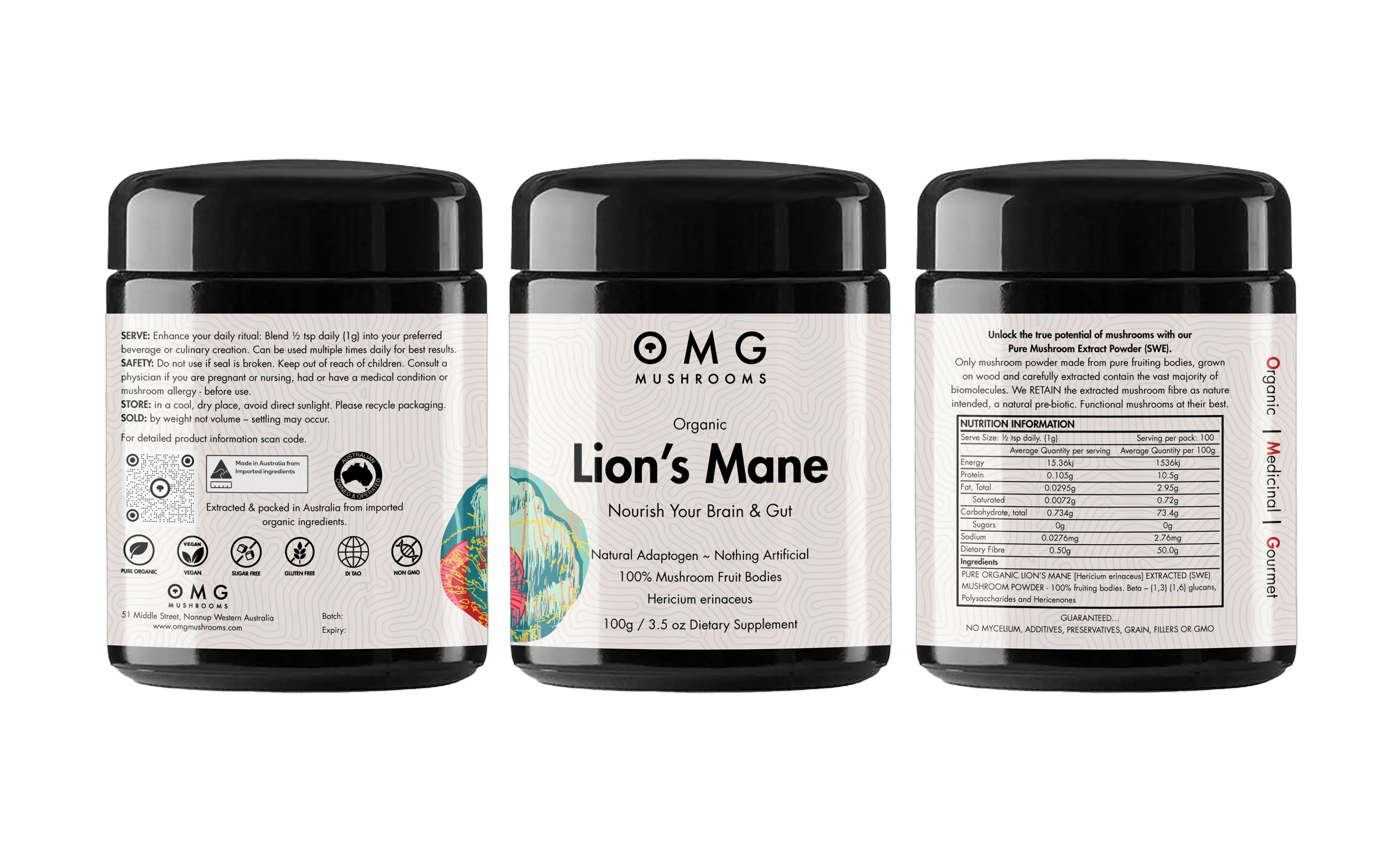 OMG Mushrooms LIONS MANE full label