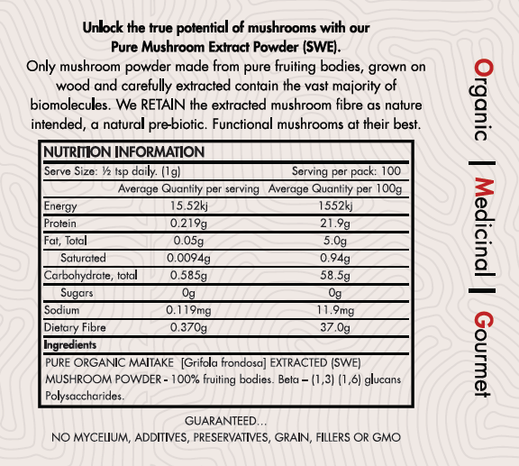 OMG Mushrooms MAITAKE nutritional table