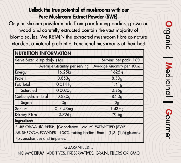 OMG Mushrooms REISHI nutritional table