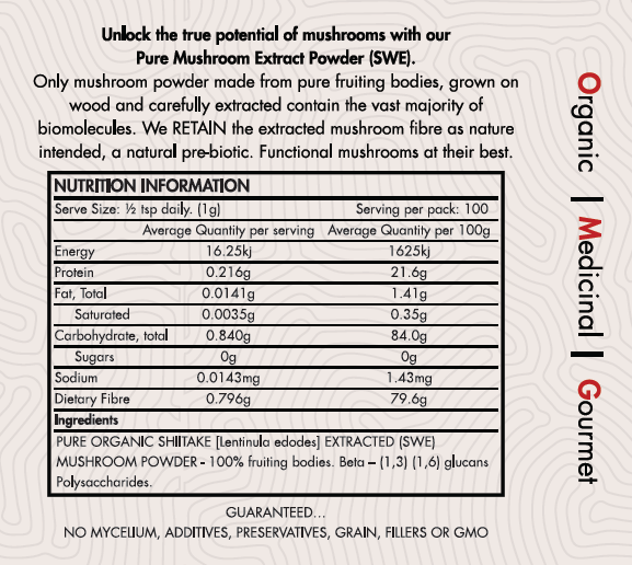 OMG Mushrooms SHIITAKE nutritional table